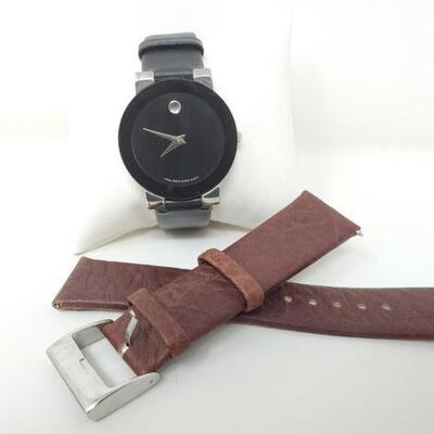 #1884 â€¢ Swiss Movado Quarts Watch And Kenneth Cole Reaction Genuine Leather Watch Band