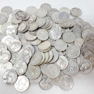 #1755 â€¢ Approx 128 Washington Silver Quarters 1950-1964 758g