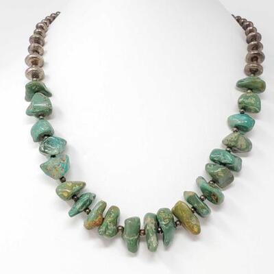 1412	

Sterling Silver Turquoise Necklace
Weighs Approx 80.9g Measures Approx 22