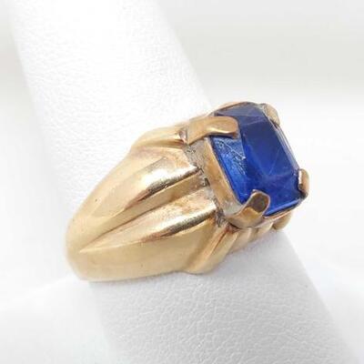 1234 â€¢ 14k Gold Ring With Blue Stone 8.3g
