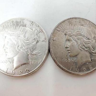 #1737 â€¢ 2 1922 & 1916 Liberty Peace Dollars
