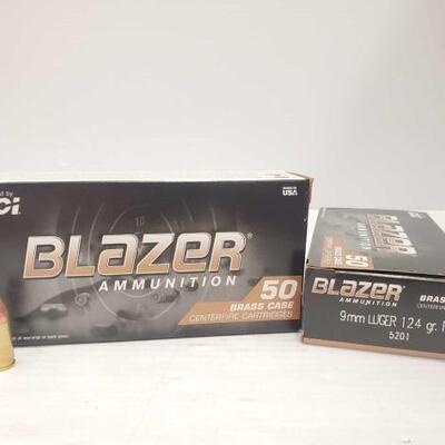219	

New in Box 100 Rounds of Blazer 9mm Luger 124Gr FMJ
New in Box 100 Rounds of Blazer 9mm Luger 124Gr FMJ