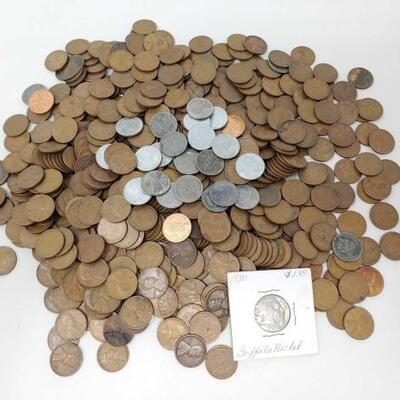 #1844 â€¢ Approx 500 Wheat Pennies And 1 1930 Buffalo Nickel