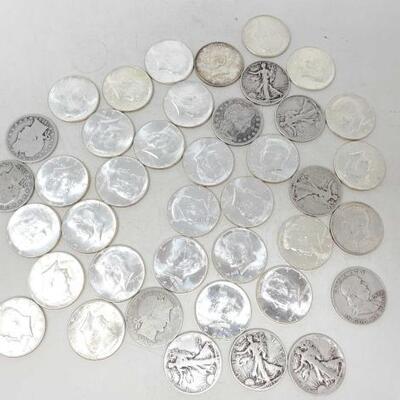 #1745 â€¢ Assortment Of Approx 40 Silver Half Dollar Coins 493.5g