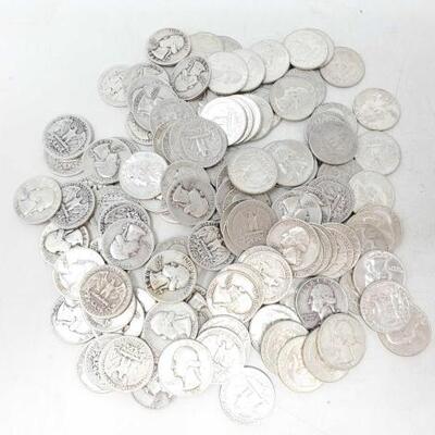 #1752 â€¢ Approx 122 Washington Silver Quarters 1947-1964 744g
