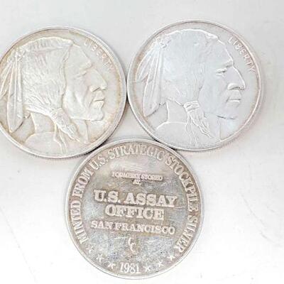 #1738 â€¢ 2 Buffalo Golden State Mints And 1 1981 Silver Trade Unit