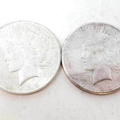 1732	

2 1922 Silver Peace Dollars
Mint Marks Include San Francisco and Philadelphia 