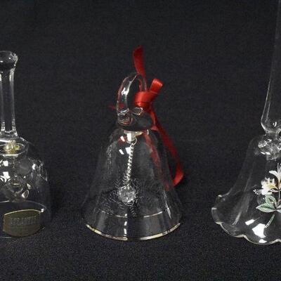 3 Clear Glass / Crystal Bells