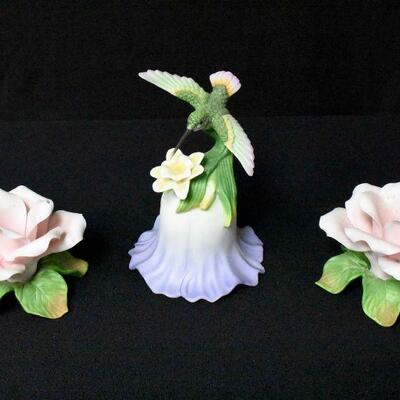 Pink Rose Candle Holders - Avon Hummingbird Bell