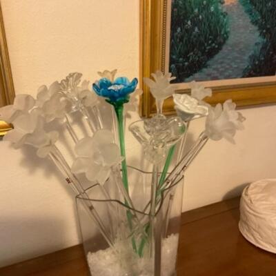 HQT glass blown long stem flowers