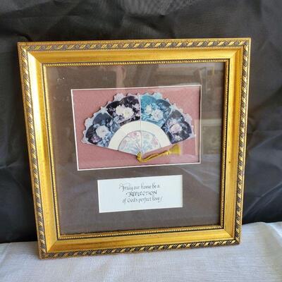 Beautiful frame and fan arrangement, Japanese inspired.