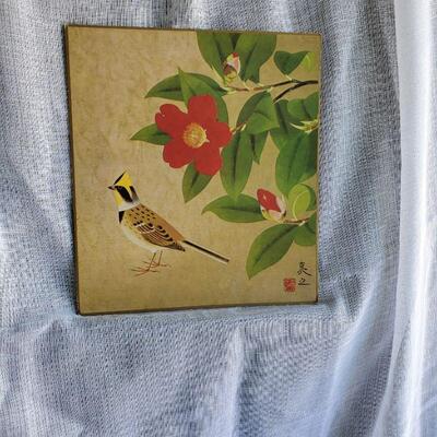 Asian bird with floral in background print