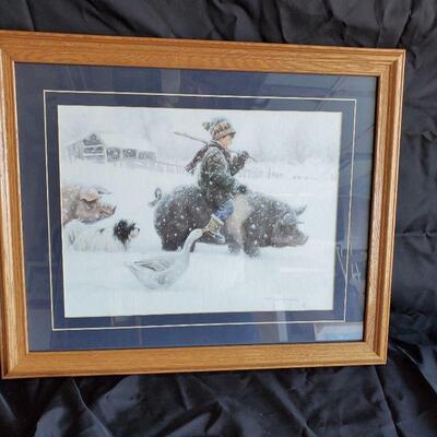 bo on pig in the snow.