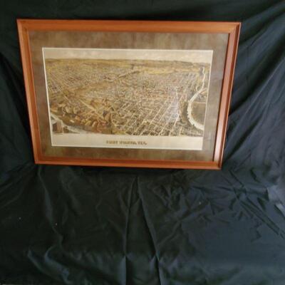 City of Fort Worth Map Poster size framed and ready for a business office or home office.  Perspective map c1891 Great detail and worth...