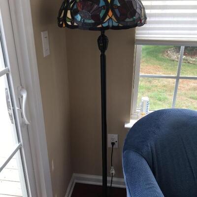 Tiffany-style Stained Glass Floor Lamp, 63â€ high