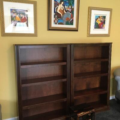 Bookcases (4 available), each is 53â€ H x 34â€ W x 10â€ shelf depth