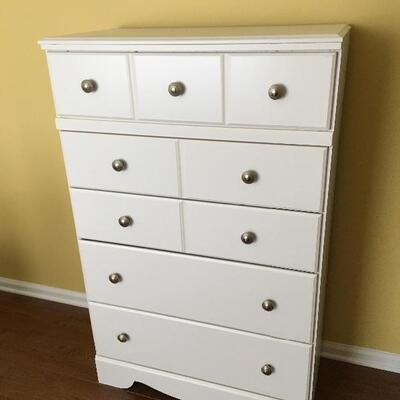 White Highboy Dresser,
50â€ H x 32â€ W x 16â€ D