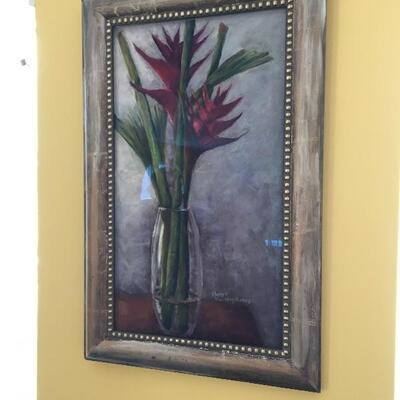 Signed Original Pastel Still Life, frame measures 27â€ high x 18â€ wide