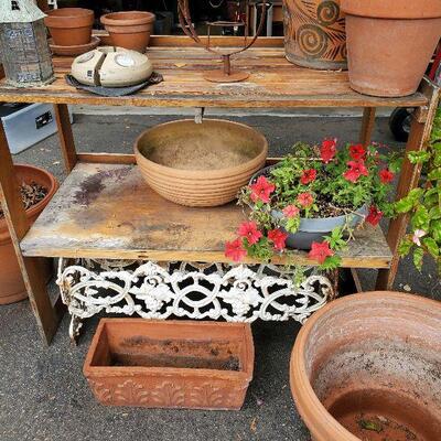 Plants, planters, wrought iron plant stands
