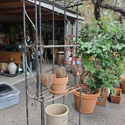 Plants, planters, wrought iron plant stands