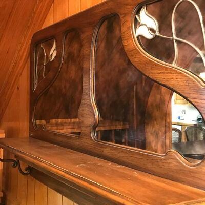 Tulip inlay mirror with wood shelf
45"x 8"x25"
$80