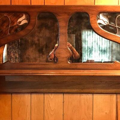 Tulip inlay mirror with wood shelf
45"x 8"x25"
$80