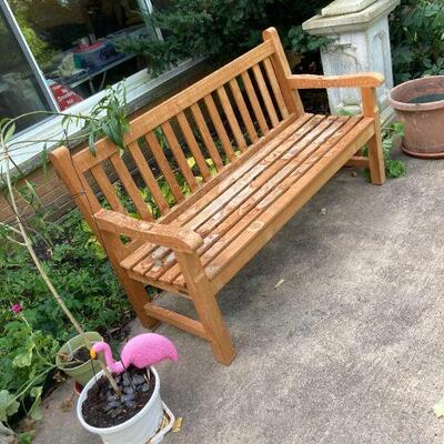 Teak garden bench.