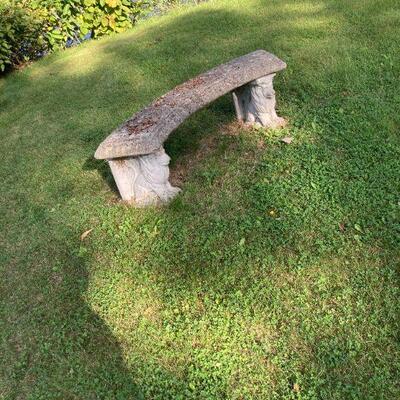 Pair of cement lion benches.