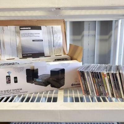 #8024 â€¢ Magnavox CD Shelf System With Approx 24 CDs