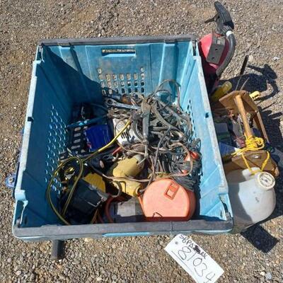 #81034 â€¢ Blue Car Jack, Shop Light, Ball Hitch Mount And More