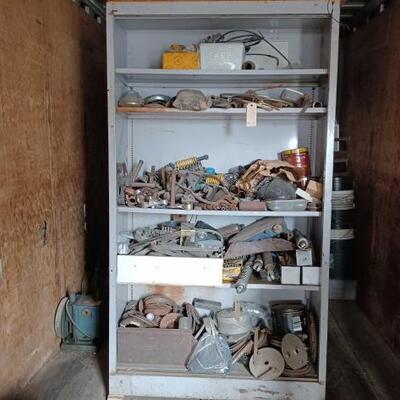 #8900 â€¢ Motorcycle Parts, Valvoline Barrel, Plastic Buckets, Metal Shelves And More
