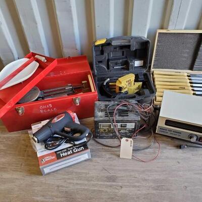 #8006 â€¢ OHAUS Scale, Shopmate Planer, Lathe Wood Chisels Set, Drill Master Heat Gun, Schauer 10amp Batt..