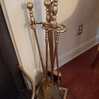 Brass fireplace tool set  4 pieces $60