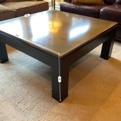 Metal brass top square coffee table 