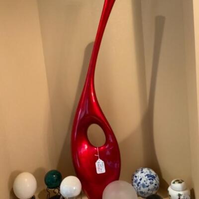 Bright red contemporary vase sculpture MRSP $330