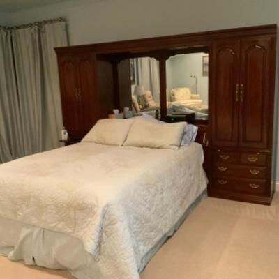 Thomasville Bedroom furniture - armoire , light bridge , head board frame and dresser.
MRSP $3000