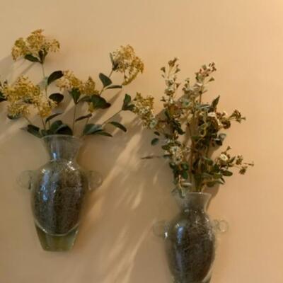 Matching glass flower wall vases