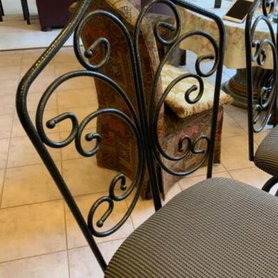 Set of 2 antique bronze counter height chairs 