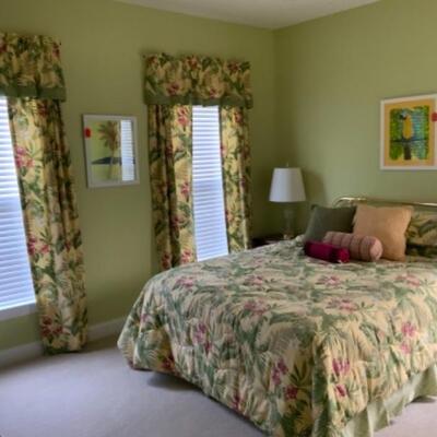 Curtains, queen bedding, sheets , shower curtain - all convey with this colorful set 