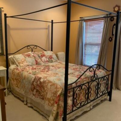 Canopy Queen Bed with mattress and bedding - sold together or separately