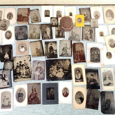 Lot of 50+ Antique Tintype Photographs