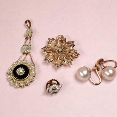 Lot Antique Estate Gold Jewelry