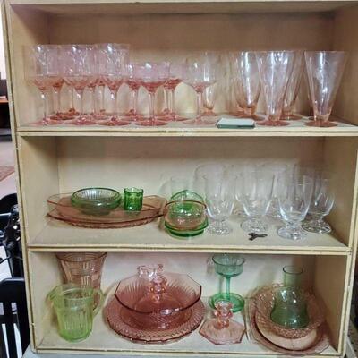 3 Tier Shelf of Depression Era and Elegant Glass