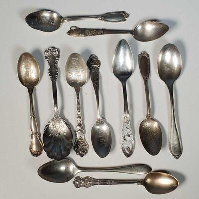 11 Souvenir and Other Sterling Teaspoons
