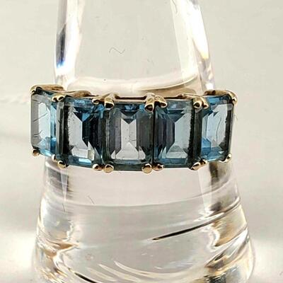 10K Yellow Gold And 5 Sky Blue Topaz