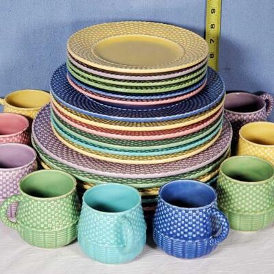 Bordallo Pinhiero Portugal Celebration Dinner Ware in Bright Retro Majolica Color Glazes