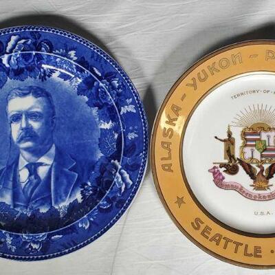 2 early 1900s Special Edition Plates - 1909 Alaska-Yukon_Pacific Exposition and 1903 Theodore Roosevelt