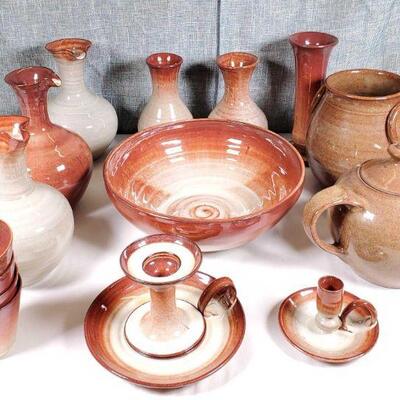 Collection of Pottery Vessels, Bowls, Cups, Etc. Plus 2 Jugtown