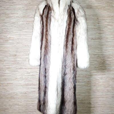 Long Fur Coat with Fox Sleeves, Lapel, & Collar by Kakas