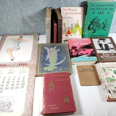 Collection of Vintage Books & 1946 Vargas Calendar